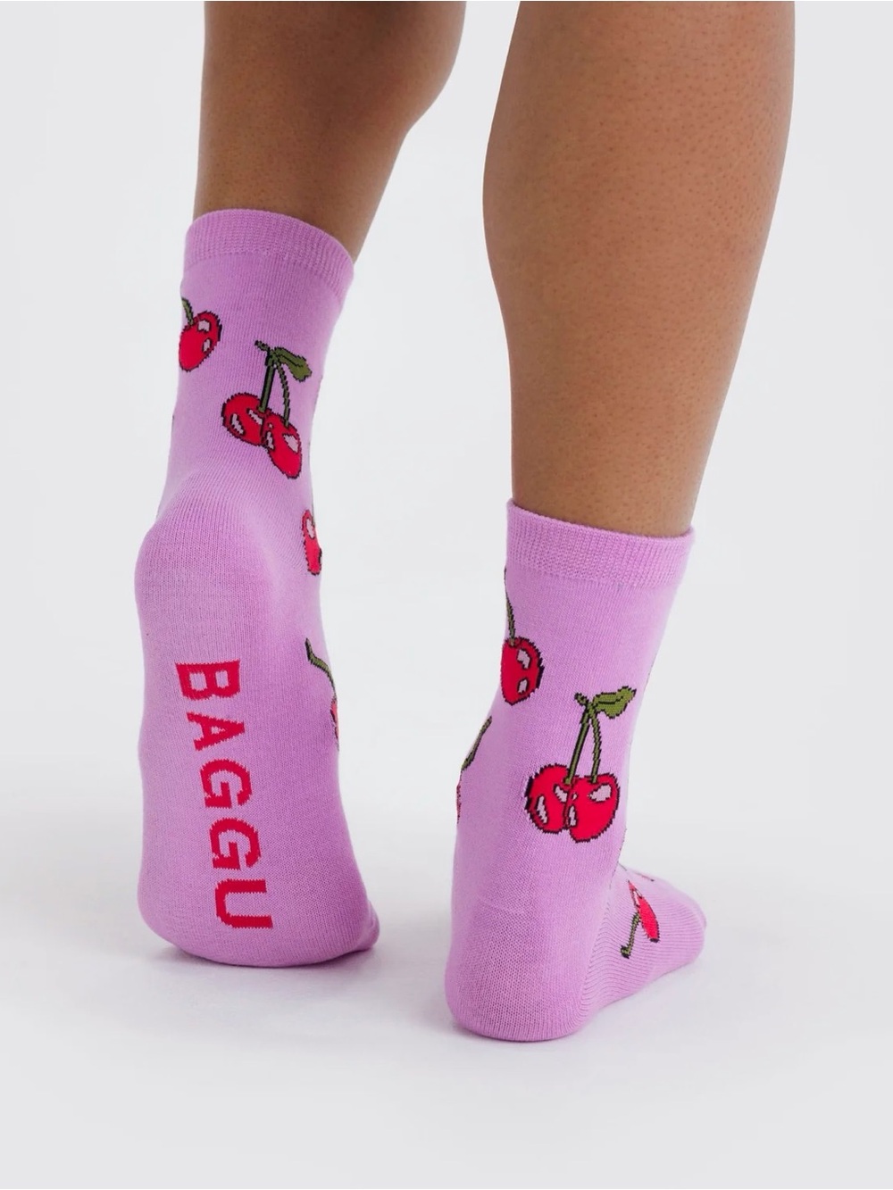 BAGGU CHERRIES PRINT CREW SOCK